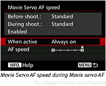 Movie Servo AF Speed Menu