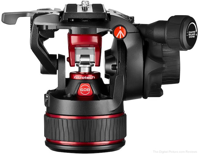 Tête Fluide Vidéo Manfrotto Nitrotech 608 - Charge Max 14 Kg - Contrepoids Continu 0-8 Kg - Pour Caméras DSLR, Miroirless, Cinéma